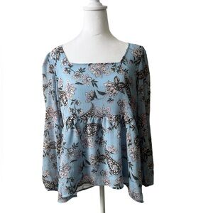 FLORAL Retro American Eagle sheer top